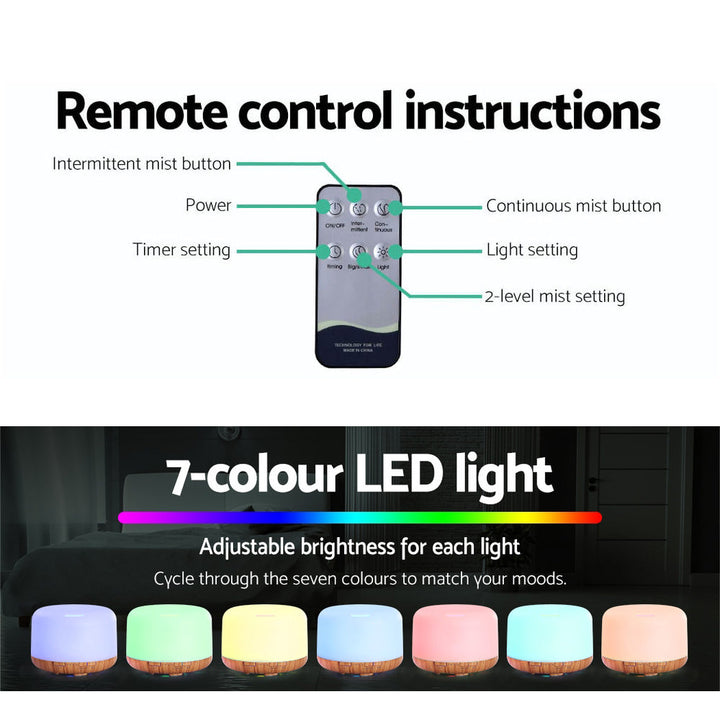 Translation missing: en.Devanti Aroma Diffuser Aromatherapy Humidifier 500ml