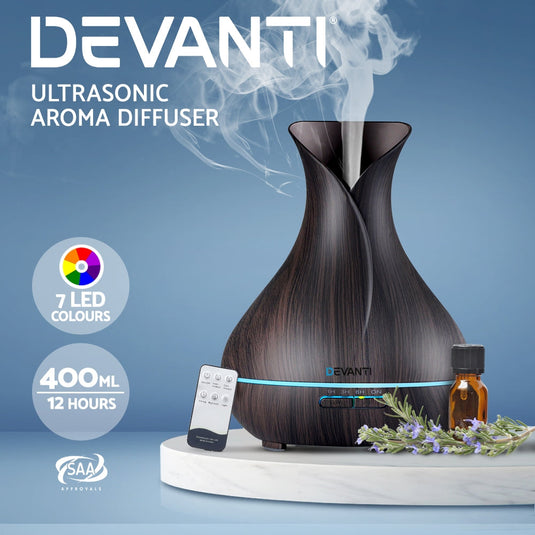 Translation missing: en.Devanti Aroma Diffuser Aromatherapy Dark Wood 400ml