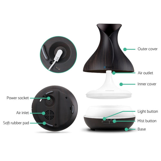 Translation missing: en.Devanti Aroma Diffuser Aromatherapy Dark Wood 400ml