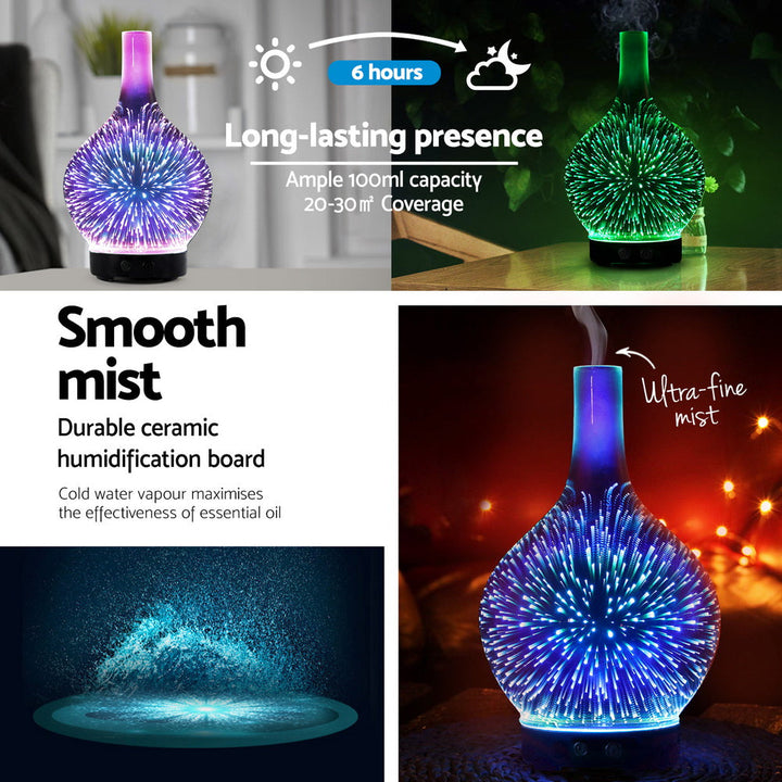 Translation missing: en.Devanti Ultrasonic Aroma Aromatherapy Diffuser 3D Light Oil Firework Humidifier
