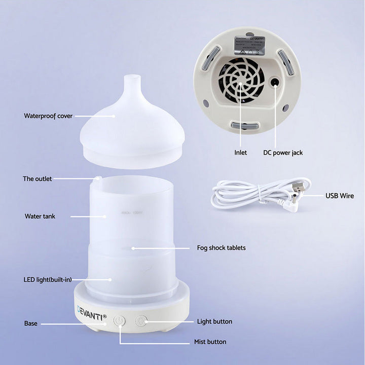 Translation missing: en.Devanti Ultrasonic Aroma Diffuser Aromatherapy 100ml LED Lights Iron Humidifier Forest