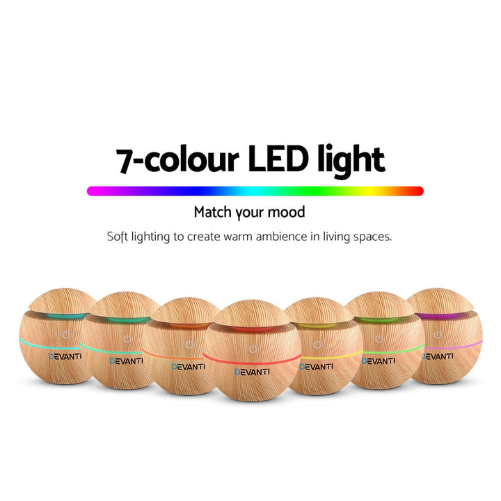 Translation missing: en.Devanti Aroma Diffuser Aromatherapy Light Wood 130ml