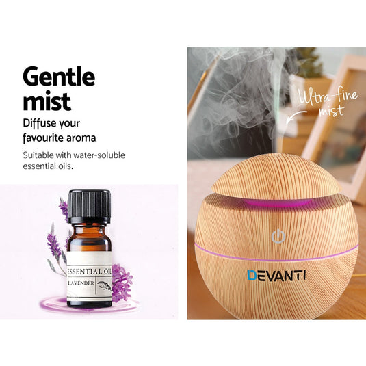 Translation missing: en.Devanti Aroma Diffuser Aromatherapy Light Wood 130ml