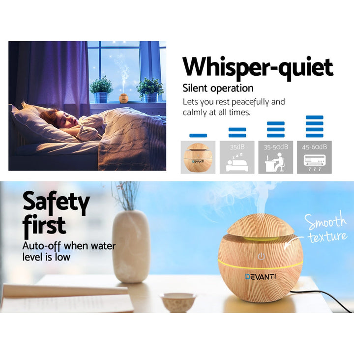 Translation missing: en.Devanti Aroma Diffuser Aromatherapy Light Wood 130ml