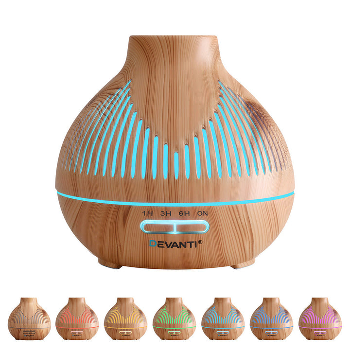 Translation missing: en.Devanti Ultrasonic Aroma Diffuser Aromatherapy 400ml LED Lights Iron Humidifier Forest Light wood grain