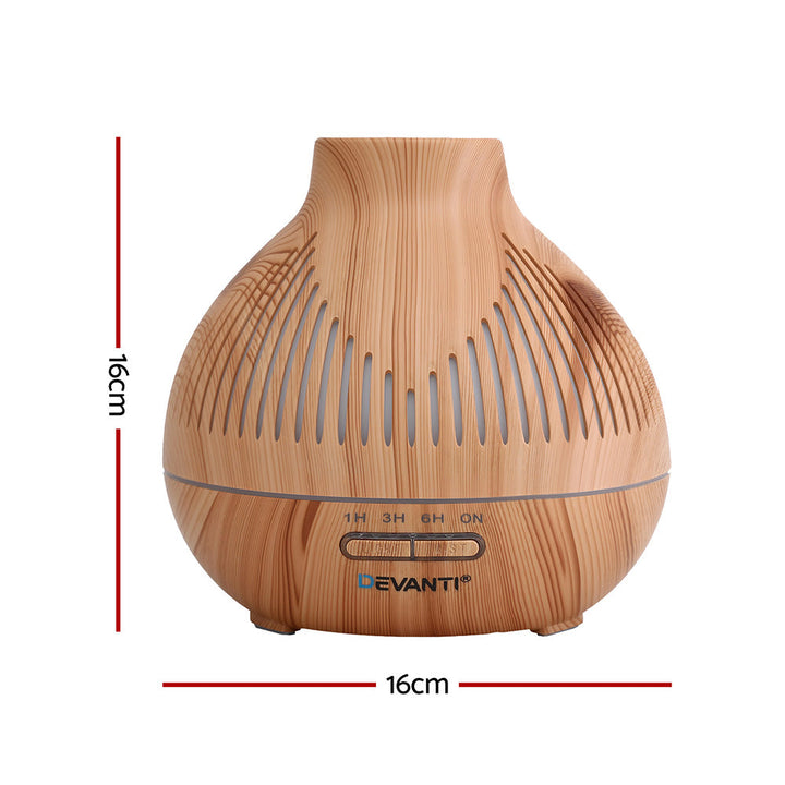 Translation missing: en.Devanti Ultrasonic Aroma Diffuser Aromatherapy 400ml LED Lights Iron Humidifier Forest Light wood grain