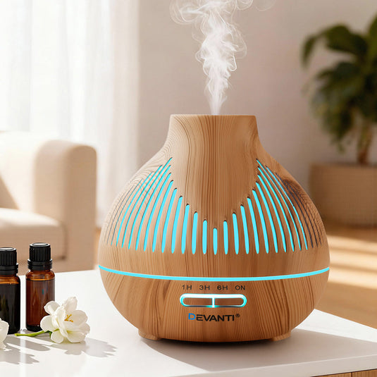 Translation missing: en.Devanti Ultrasonic Aroma Diffuser Aromatherapy 400ml LED Lights Iron Humidifier Forest Light wood grain