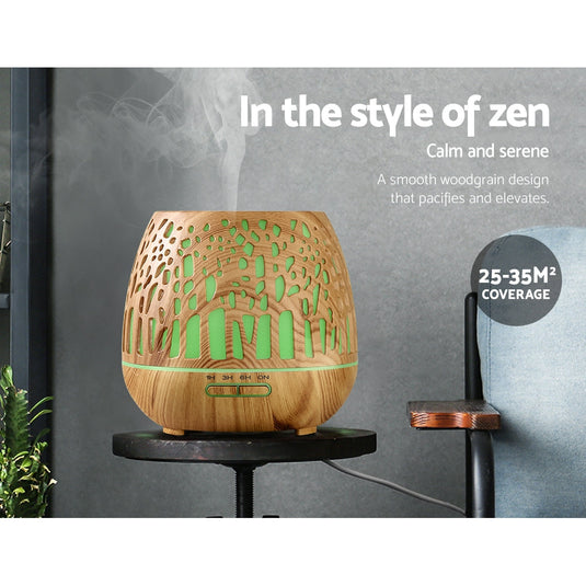 Translation missing: en.Devanti Aroma Diffuser Aromatherapy Wood Grain 400ml