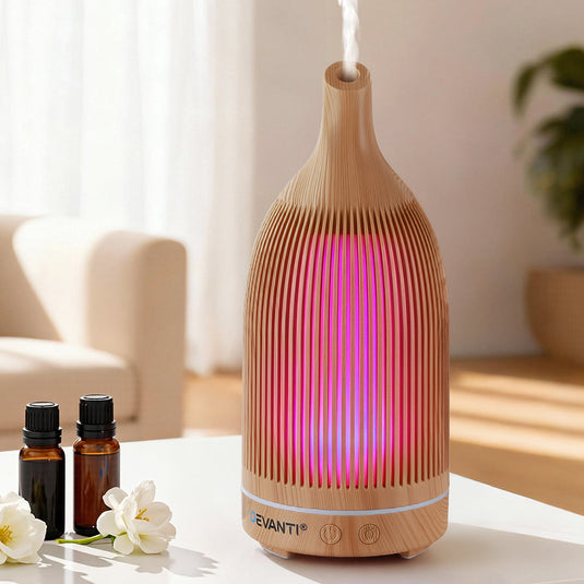 Translation missing: en.Devanti Ultrasonic Aroma Diffuser Aromatherapy 200ml LED Lights Iron Humidifier Forest Light wood grain