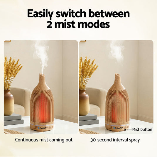 Translation missing: en.Devanti Ultrasonic Aroma Diffuser Aromatherapy 200ml LED Lights Iron Humidifier Forest Light wood grain