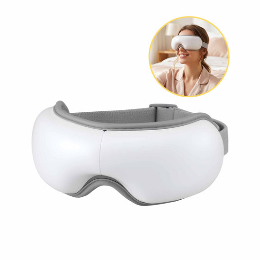 Translation missing: en.Livemor Eye Massager with Heat &amp; Vibration | 180° Foldable Electric Eye Heat Mask with Bluetooth Music for Fatigue Relief | Rechargeable 3D Wrap-Around Temple Massager, White