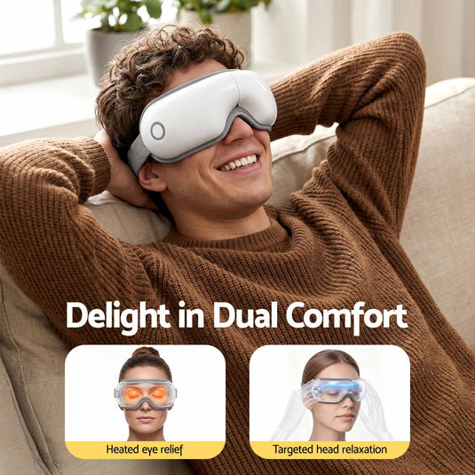 Translation missing: en.Livemor Eye Massager with Heat &amp; Vibration | 180° Foldable Electric Eye Heat Mask with Bluetooth Music for Fatigue Relief | Rechargeable 3D Wrap-Around Temple Massager, White