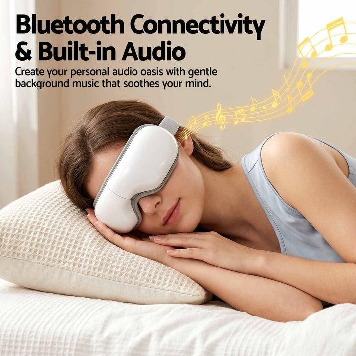 Translation missing: en.Livemor Eye Massager with Heat &amp; Vibration | 180° Foldable Electric Eye Heat Mask with Bluetooth Music for Fatigue Relief | Rechargeable 3D Wrap-Around Temple Massager, White
