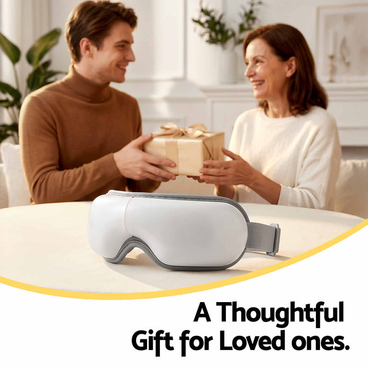 Translation missing: en.Livemor Eye Massager with Heat &amp; Vibration | 180° Foldable Electric Eye Heat Mask with Bluetooth Music for Fatigue Relief | Rechargeable 3D Wrap-Around Temple Massager, White