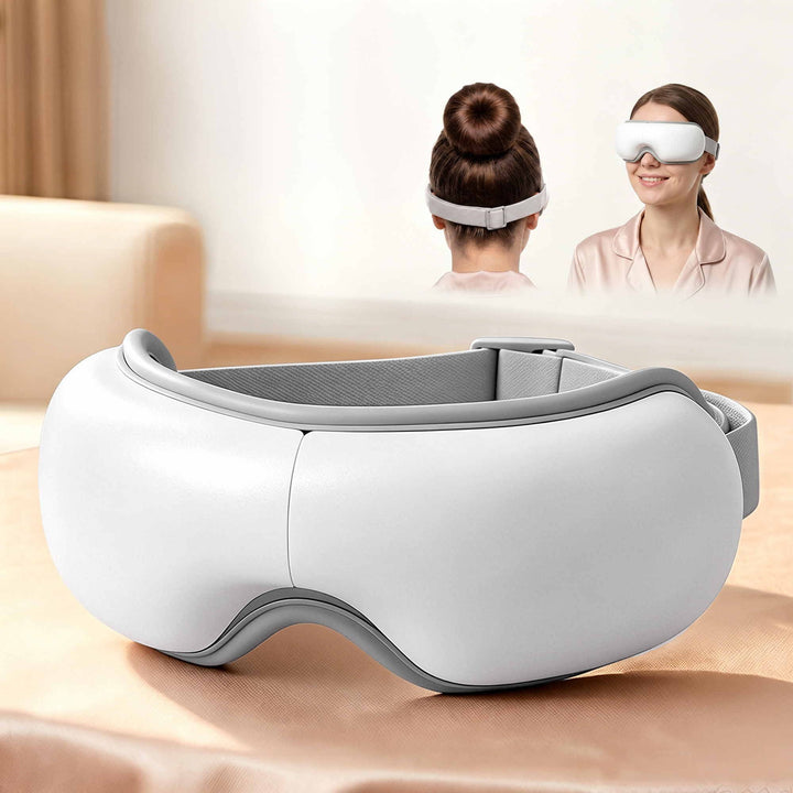 Translation missing: en.Livemor Eye Massager with Heat &amp; Vibration | 180° Foldable Electric Eye Heat Mask with Bluetooth Music for Fatigue Relief | Rechargeable 3D Wrap-Around Temple Massager, White