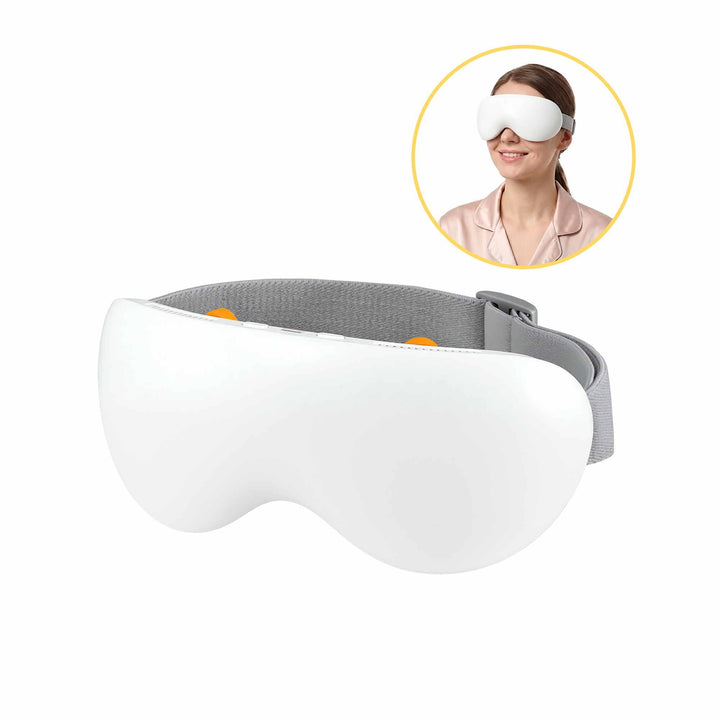 Translation missing: en.Livemor Eye Massager with Cooling &amp; Heating | Dual Hot Cold Compress Goggles with 12 Vibrating Nodes for Migraine Relief | Wireless Bluetooth Eye Mask with 10Min Timer &amp; 2400mAh Battery, White