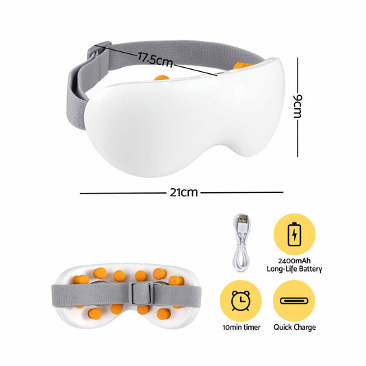 Translation missing: en.Livemor Eye Massager with Cooling &amp; Heating | Dual Hot Cold Compress Goggles with 12 Vibrating Nodes for Migraine Relief | Wireless Bluetooth Eye Mask with 10Min Timer &amp; 2400mAh Battery, White
