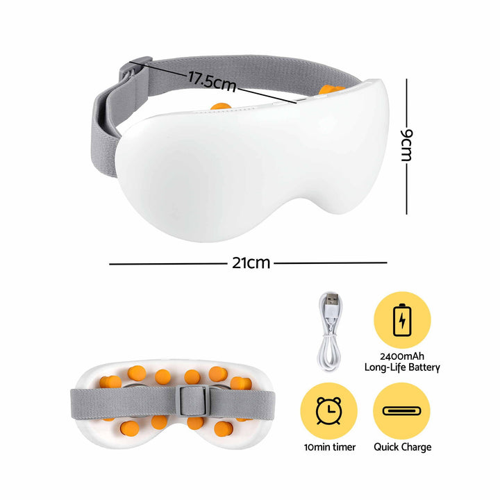 Translation missing: en.Livemor Eye Massager with Cooling &amp; Heating | Dual Hot Cold Compress Goggles with 12 Vibrating Nodes for Migraine Relief | Wireless Bluetooth Eye Mask with 10Min Timer &amp; 2400mAh Battery, White