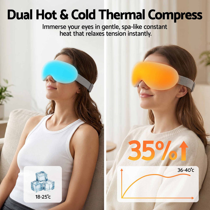 Translation missing: en.Livemor Eye Massager with Cooling &amp; Heating | Dual Hot Cold Compress Goggles with 12 Vibrating Nodes for Migraine Relief | Wireless Bluetooth Eye Mask with 10Min Timer &amp; 2400mAh Battery, White