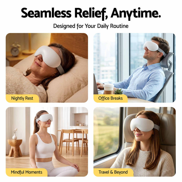 Translation missing: en.Livemor Eye Massager with Cooling &amp; Heating | Dual Hot Cold Compress Goggles with 12 Vibrating Nodes for Migraine Relief | Wireless Bluetooth Eye Mask with 10Min Timer &amp; 2400mAh Battery, White