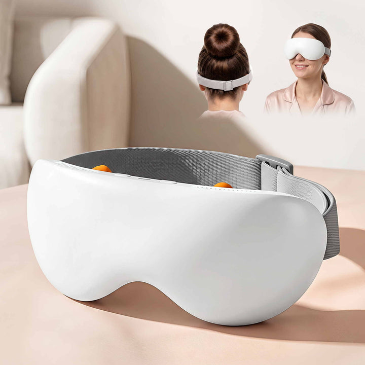 Translation missing: en.Livemor Eye Massager with Cooling &amp; Heating | Dual Hot Cold Compress Goggles with 12 Vibrating Nodes for Migraine Relief | Wireless Bluetooth Eye Mask with 10Min Timer &amp; 2400mAh Battery, White