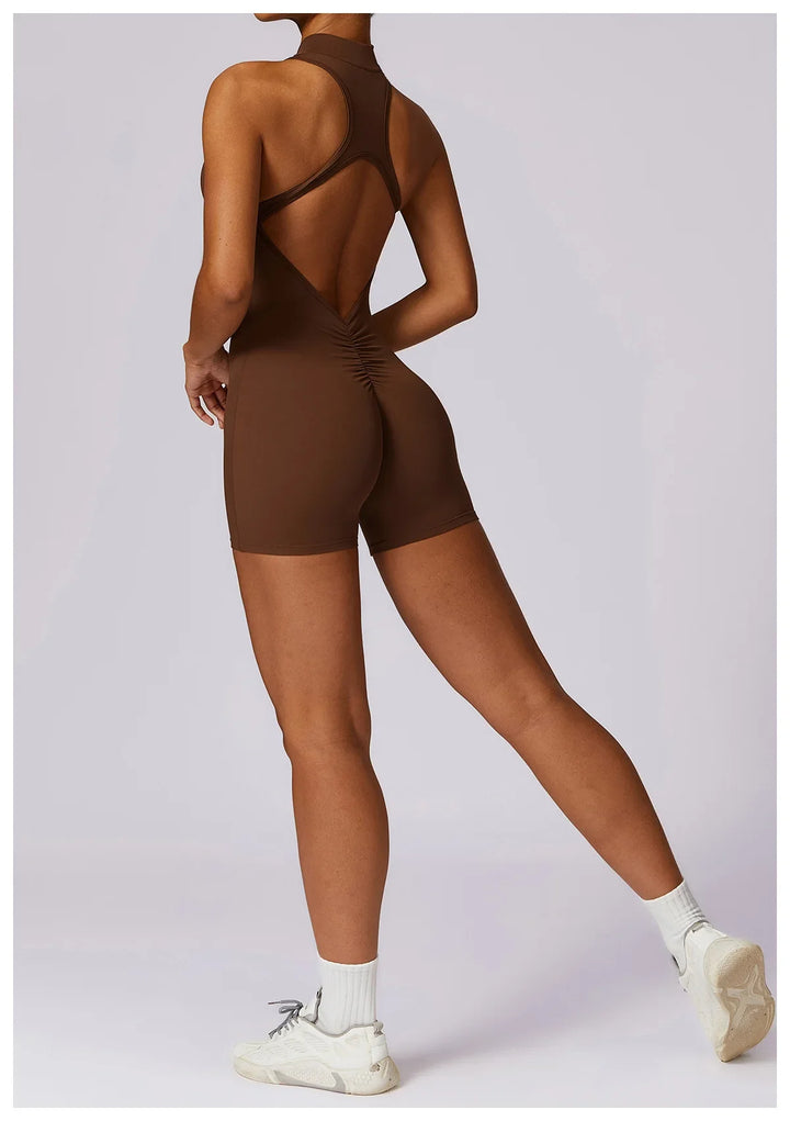 Translation missing: en.Women's High-Impact Seamless Bodysuit - Soft feel, Scrunch Butt, V Back Sleeveless Bodysuit with Front Zipper - Available in 8 Colours