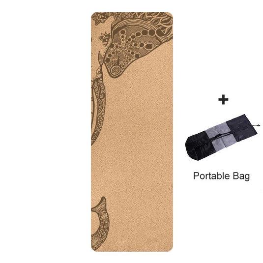 Translation missing: en.Natural Cork Yoga Mat 4.0mm – Non-Slip, Sweat-Absorbent - Print Design with Carry Bag. Available in 3 print designs