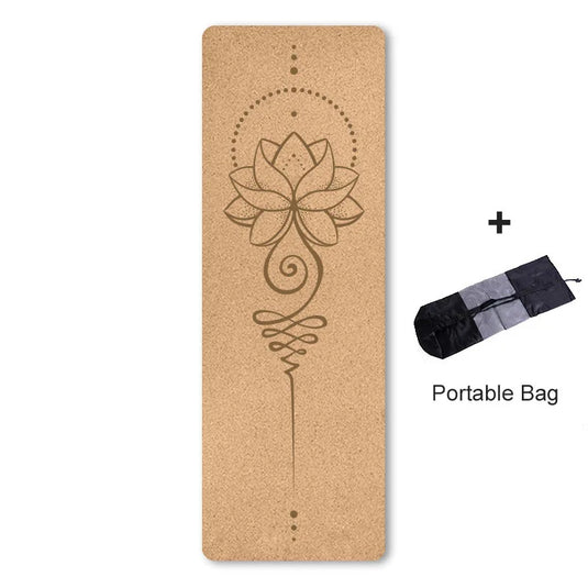 Translation missing: en.Natural Cork Yoga Mat 4.0mm – Non-Slip, Sweat-Absorbent - Print Design with Carry Bag. Available in 3 print designs