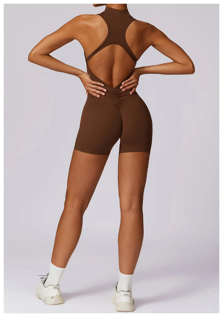 Translation missing: en.Women's High-Impact Seamless Bodysuit - Soft feel, Scrunch Butt, V Back Sleeveless Bodysuit with Front Zipper - Available in 8 Colours