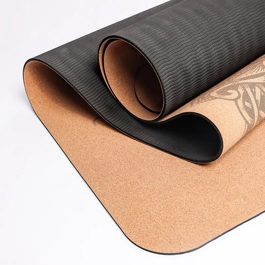 Translation missing: en.Natural Cork Yoga Mat 4.0mm – Non-Slip, Sweat-Absorbent - Print Design with Carry Bag. Available in 3 print designs
