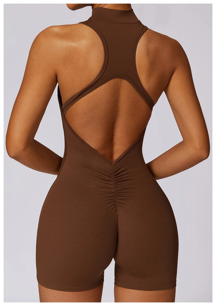Translation missing: en.Women's High-Impact Seamless Bodysuit - Soft feel, Scrunch Butt, V Back Sleeveless Bodysuit with Front Zipper - Available in 8 Colours