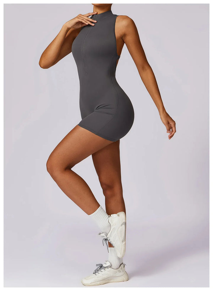 Translation missing: en.Women's High-Impact Seamless Bodysuit - Soft feel, Scrunch Butt, V Back Sleeveless Bodysuit with Front Zipper - Available in 8 Colours
