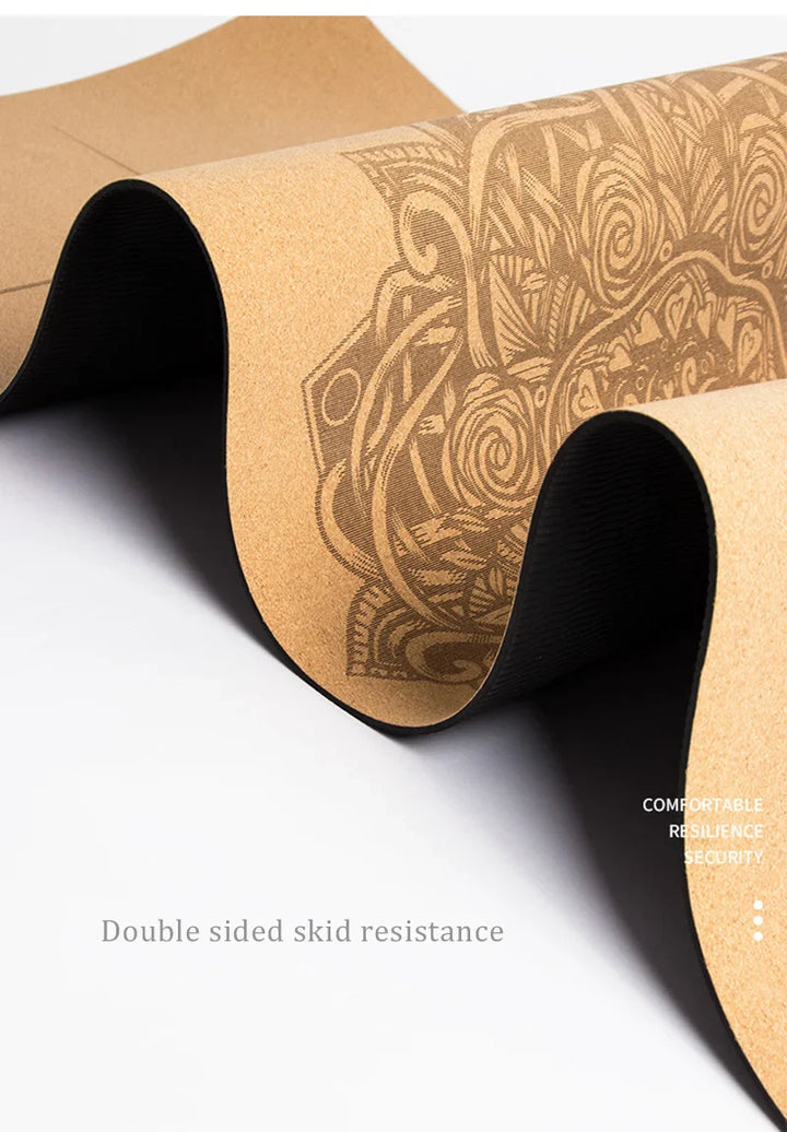 Translation missing: en.Natural Cork Yoga Mat 4.0mm – Non-Slip, Sweat-Absorbent - Print Design with Carry Bag. Available in 3 print designs