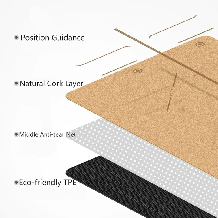 Translation missing: en.Print Design Yoga Mat - Natural Cork 4.0mm – Non-Slip, Sweat-Absorbent