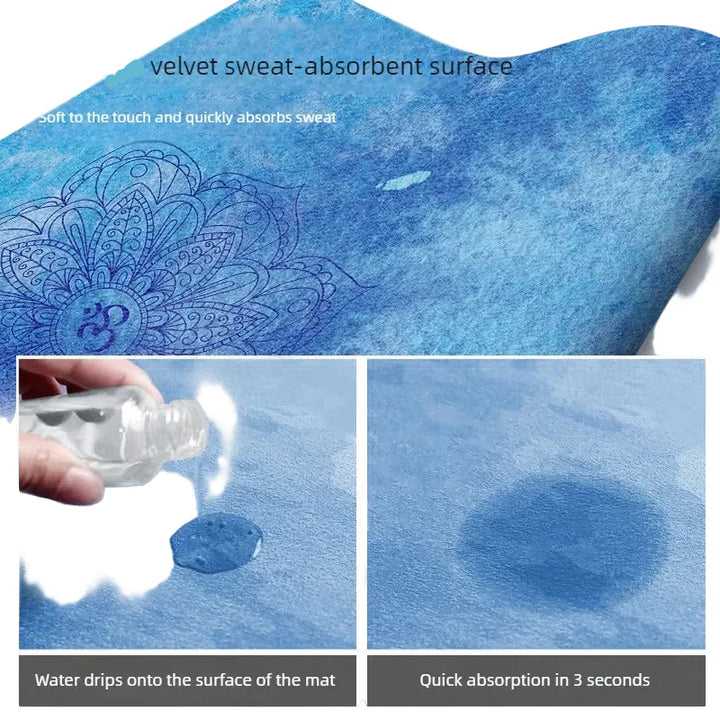 Translation missing: en.Printed Suede Yoga Mat 1.5mm – Non-Slip, Moisture-Absorbing, Lightweight. 12 Designs available