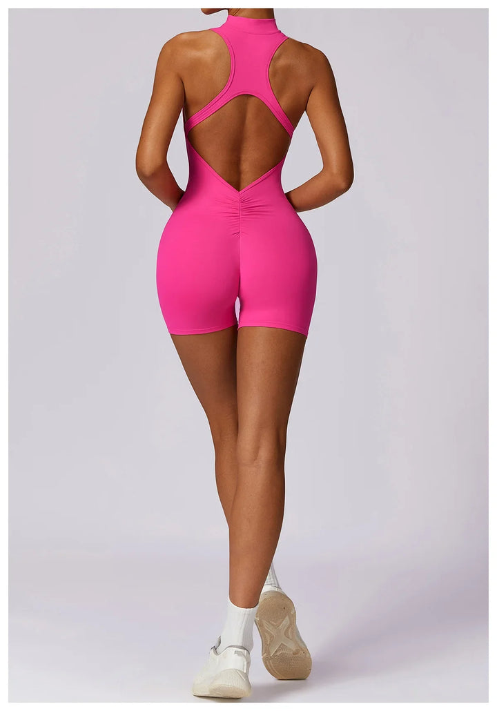 Translation missing: en.Women's High-Impact Seamless Bodysuit - Soft feel, Scrunch Butt, V Back Sleeveless Bodysuit with Front Zipper - Available in 8 Colours