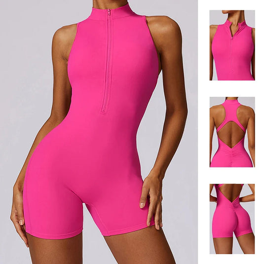 Translation missing: en.Women's High-Impact Seamless Bodysuit - Soft feel, Scrunch Butt, V Back Sleeveless Bodysuit with Front Zipper - Available in 8 Colours