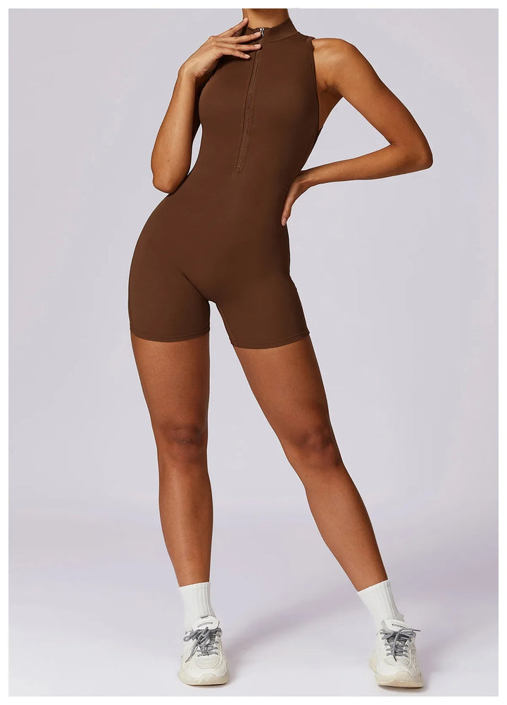 Translation missing: en.Women's High-Impact Seamless Bodysuit - Soft feel, Scrunch Butt, V Back Sleeveless Bodysuit with Front Zipper - Available in 8 Colours