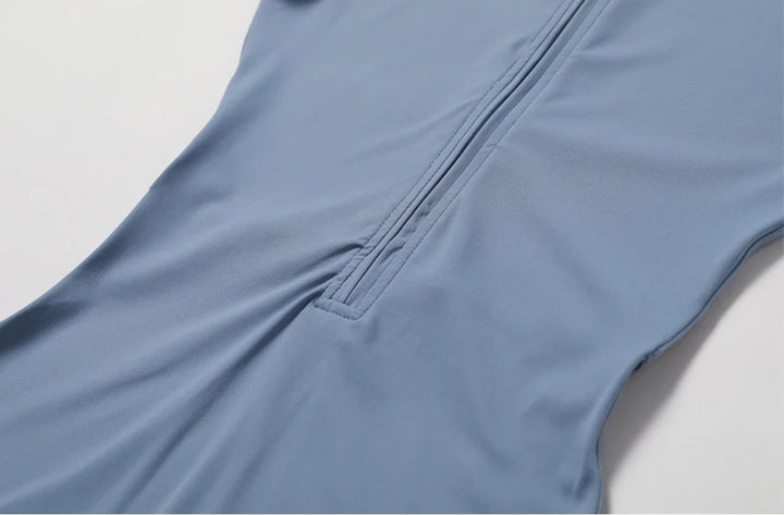Translation missing: en.Fitted Yoga Bodysuit – Short Sleeve with Collar &amp; Half Zip. High-Stretch Comfort for Everyday Movement.  Available in 4 Colours
