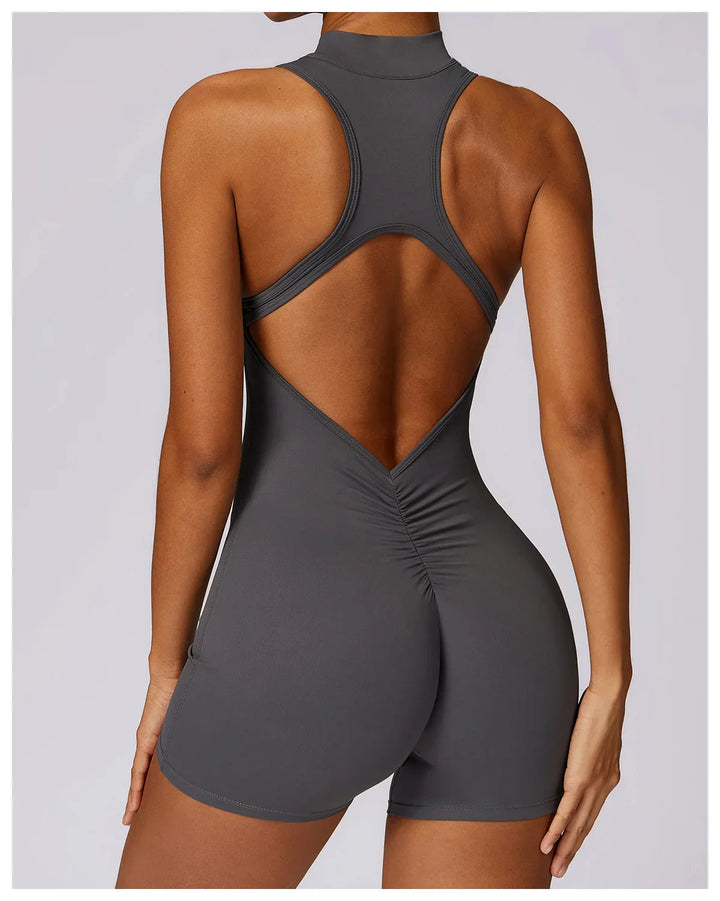 Translation missing: en.Women's High-Impact Seamless Bodysuit - Soft feel, Scrunch Butt, V Back Sleeveless Bodysuit with Front Zipper - Available in 8 Colours