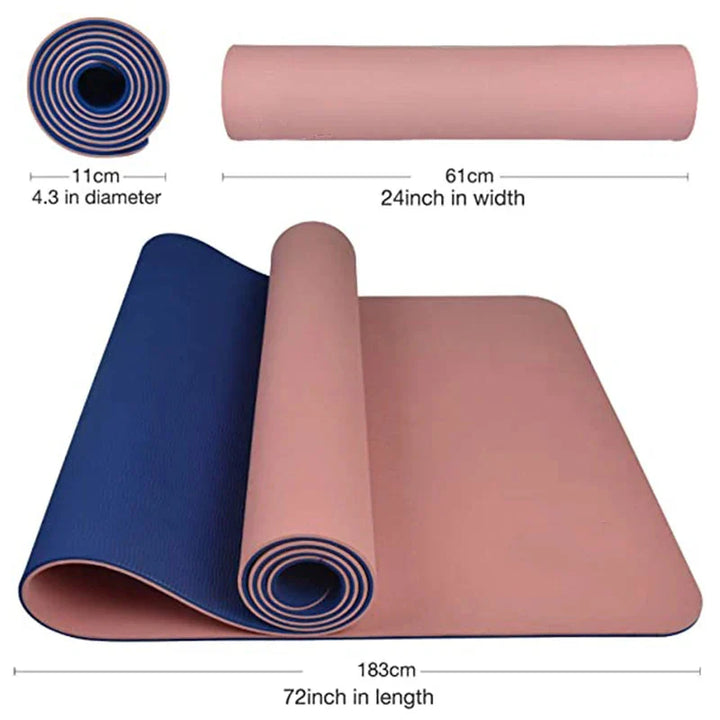 Translation missing: en.Yoga Mat Eco-Friendly TPE  – 5mm, Dual Colour, Non-Slip Yoga and Pilates Mat 180 x 57cm. Available in 7 colours