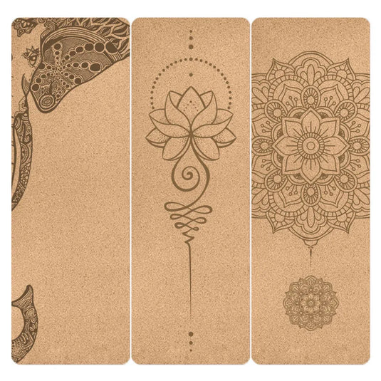 Translation missing: en.Print Design Yoga Mat - Natural Cork 4.0mm – Non-Slip, Sweat-Absorbent