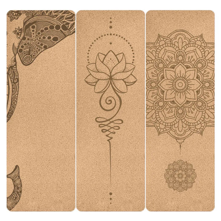 Translation missing: en.Print Design Yoga Mat - Natural Cork 4.0mm – Non-Slip, Sweat-Absorbent