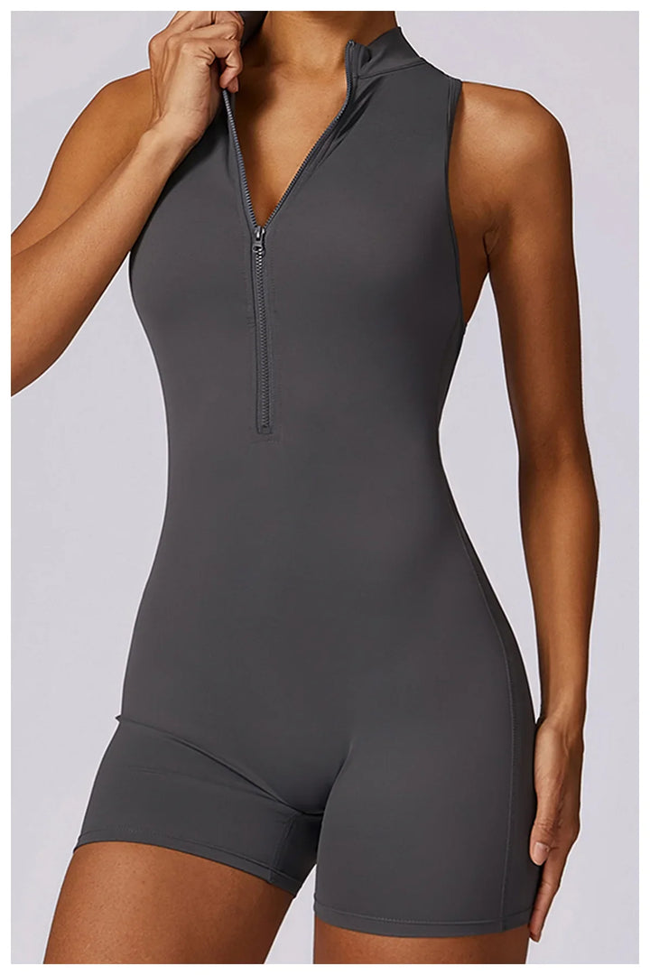 Translation missing: en.Women's High-Impact Seamless Bodysuit - Soft feel, Scrunch Butt, V Back Sleeveless Bodysuit with Front Zipper - Available in 8 Colours