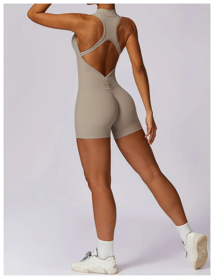 Translation missing: en.Women's High-Impact Seamless Bodysuit - Soft feel, Scrunch Butt, V Back Sleeveless Bodysuit with Front Zipper - Available in 8 Colours