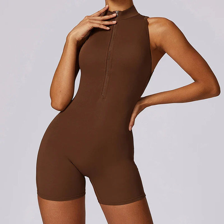 Translation missing: en.Women's High-Impact Seamless Bodysuit - Soft feel, Scrunch Butt, V Back Sleeveless Bodysuit with Front Zipper - Available in 8 Colours