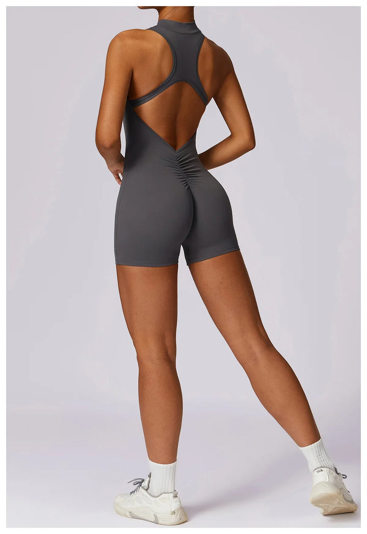 Translation missing: en.Women's High-Impact Seamless Bodysuit - Soft feel, Scrunch Butt, V Back Sleeveless Bodysuit with Front Zipper - Available in 8 Colours