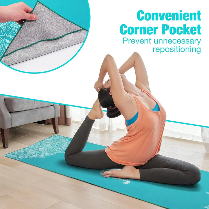 Translation missing: en.Yoga Towel – Non-Slip, Moisture-Wicking &amp; Quick-Dry with Secure Corner Pockets