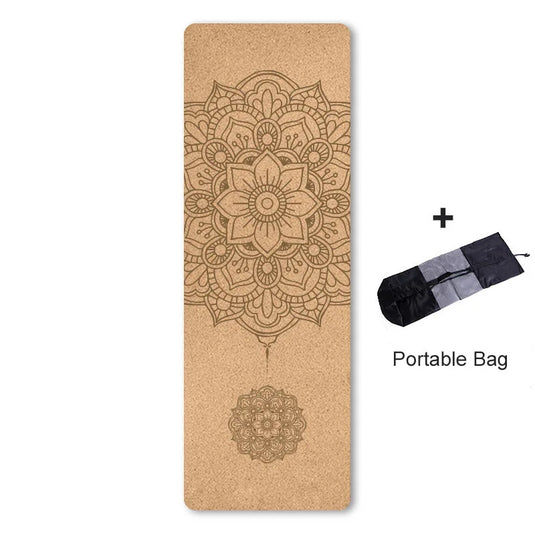 Translation missing: en.Natural Cork Yoga Mat 4.0mm – Non-Slip, Sweat-Absorbent - Print Design with Carry Bag. Available in 3 print designs