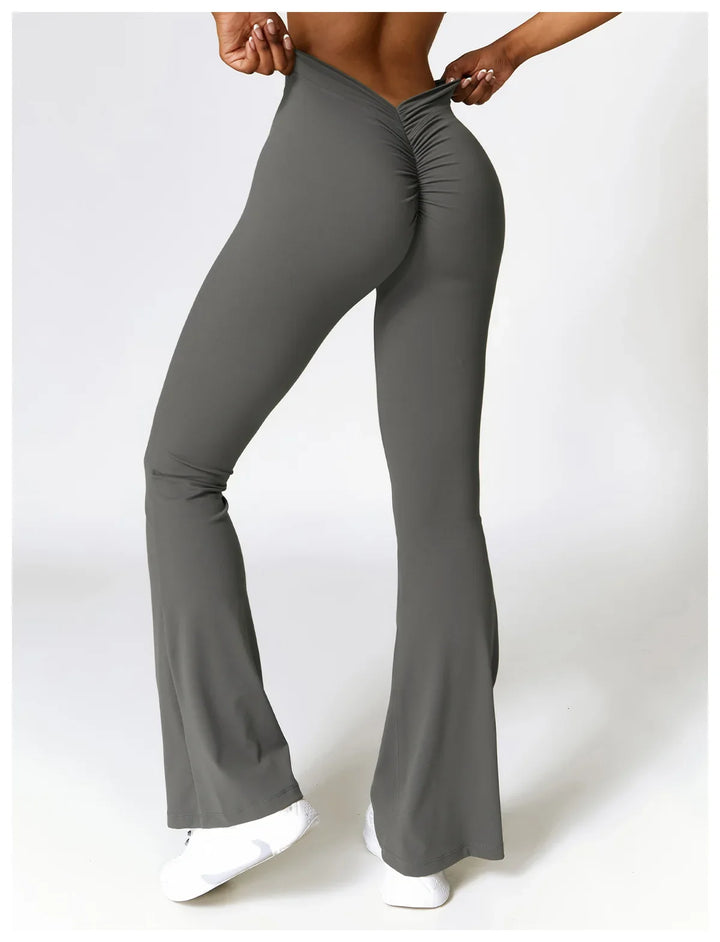 Translation missing: en.Flared Yoga Pants - High – V-Shaped Waist, Scrunch Butt, Wide Leg for Yoga, Pilates &amp; Everyday Wear - 4 Colours Available